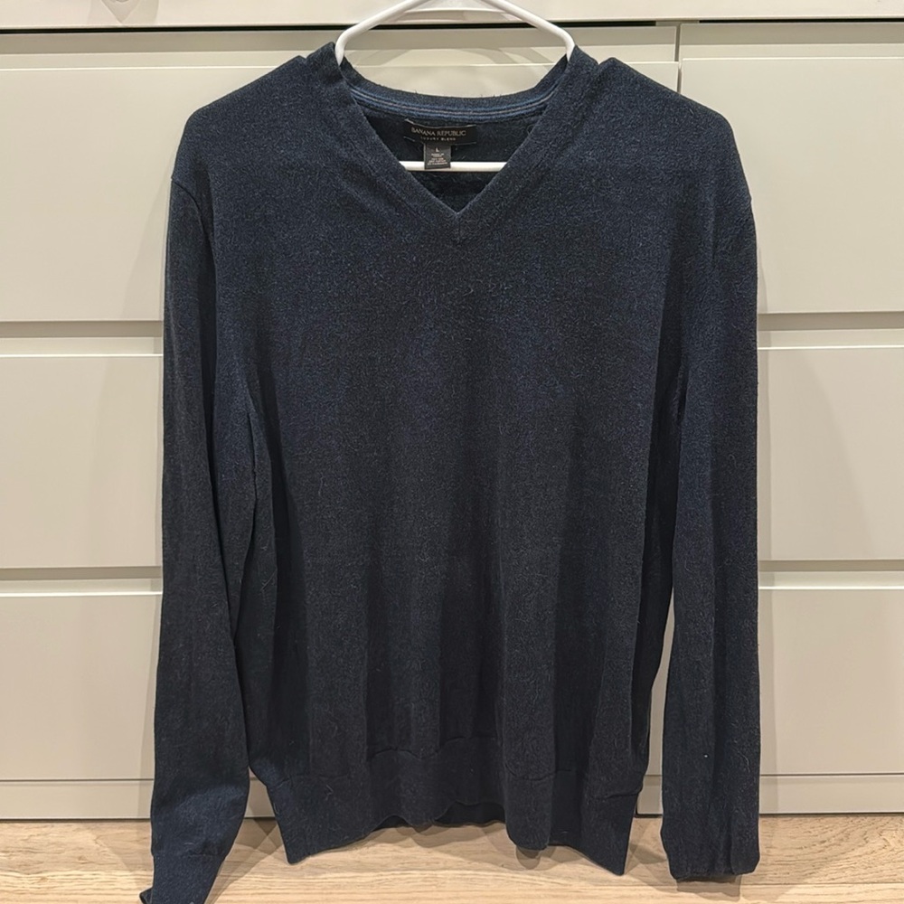 Banana Republic Mens Sweater size Large Blue silk/cotton/cashmere